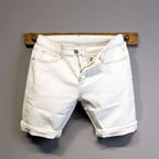 Summer Thin Luxury Designer Slim-Fit Men's Jeans Shorts Boyfriend White Color Striped Street Wear Cotton Casual Short Trousers