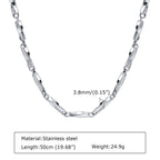4mm Mobius Chain Necklaces for Men Boys,Thin Stainless Steel Geometric Twisted Links Choker Collar,