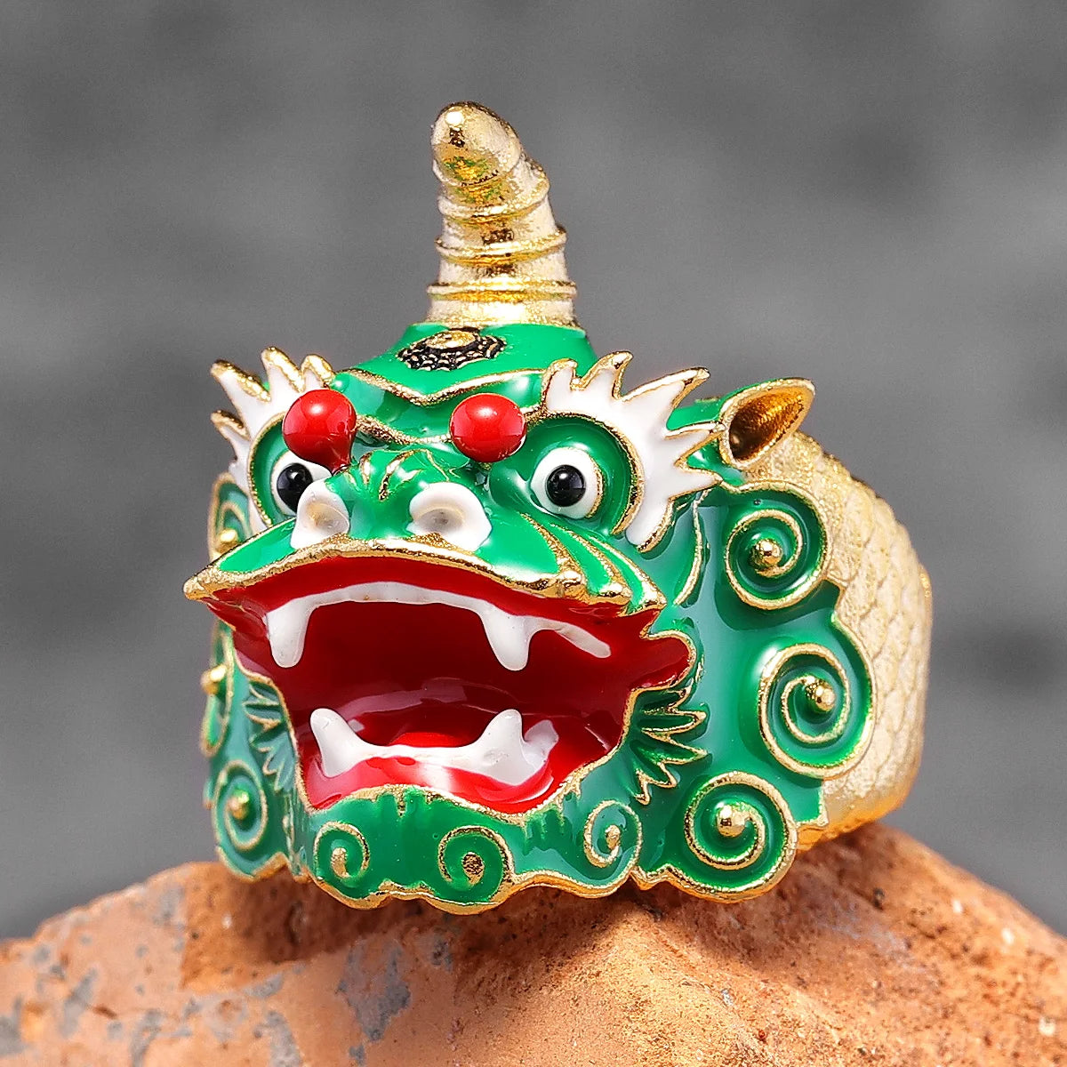 PENDRA Chinese Lion Dance Steel Ring