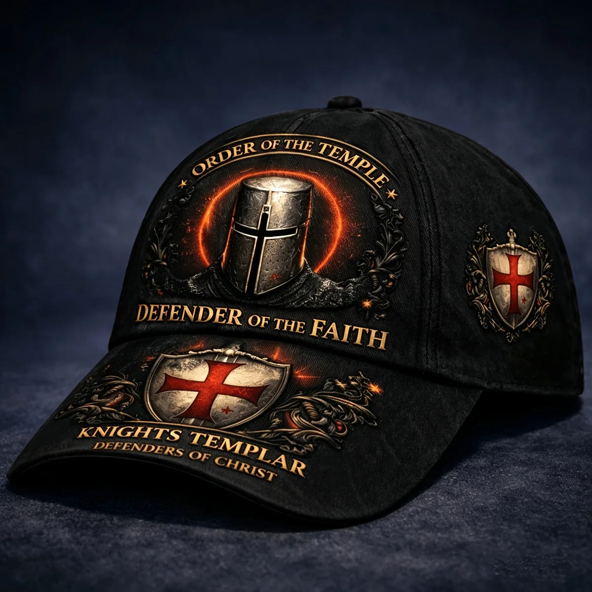 Templar Baseball Cap | Templar Order Faith Guardian Medieval Crusader Shield Emblem Retro Gothic Style | Ideal Gift for Christia