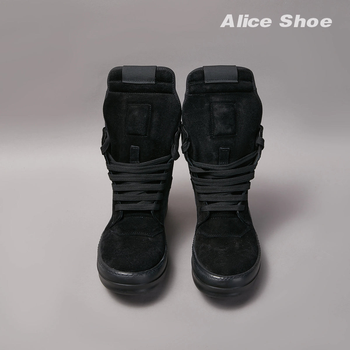 PENDRA Dark Suede Black Suede High-Top Flat Zip Ankle Boots