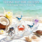 High definition sticker marine life red wine glass, lead-free transparent glass, beer cocktail home decoration water cup