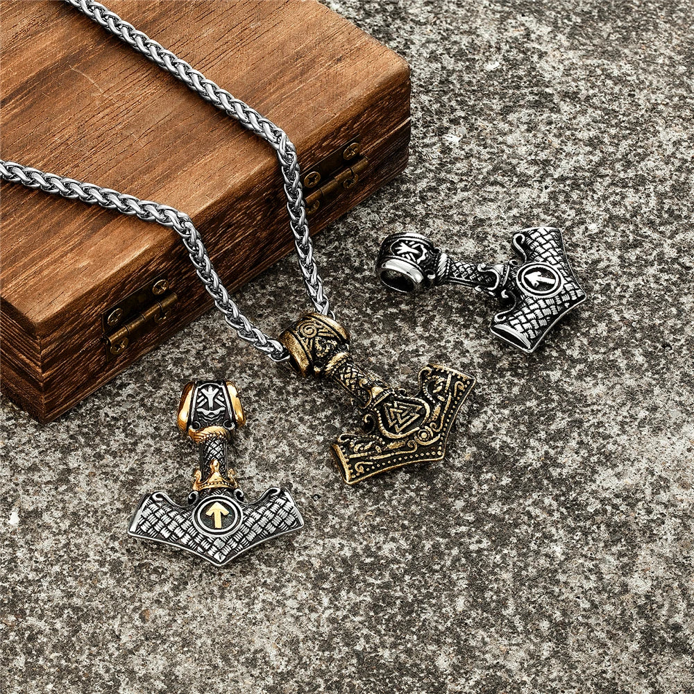 PENDRA Crow Rune Steel Necklace