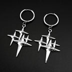 Y2K Star Swirl Earring Accessory For Egirl Boy Stainless Steel Silver Color Daily Streetwear Dark Kpop Ear Hoops Rapper Jewelry