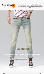 Luxury Brand Clothes 2026 Summer New Washed Retro Jeans Men's Trendy Brand High-end Fashion Small Feet Casual Pants