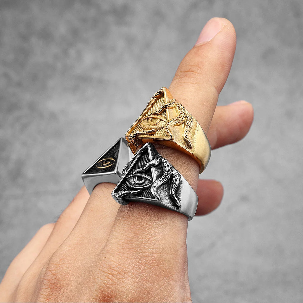 PENDRA Masonic Illuminati Octopus Steel Ring