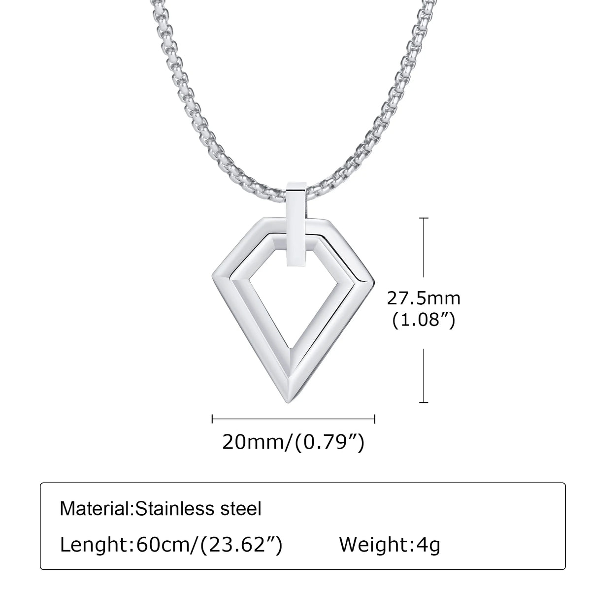 Mens Simple Geometric Necklaces,Hollow Waterproof Stainless Steel Square Pendant Collars,Classic Jewelry Gifts for Boys