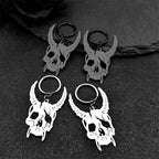 Gothic Demon Goat Head Skull Hoop Earrings for Women Stainless Steel Black Silver Color Punk Devil Earring Jewelry pendientes