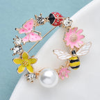 PENDRA Lovely Bee Flower Circle Brooch