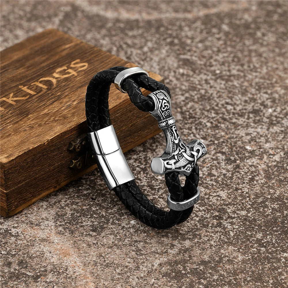 PENDRA Rune Vintage Leather Bracelet