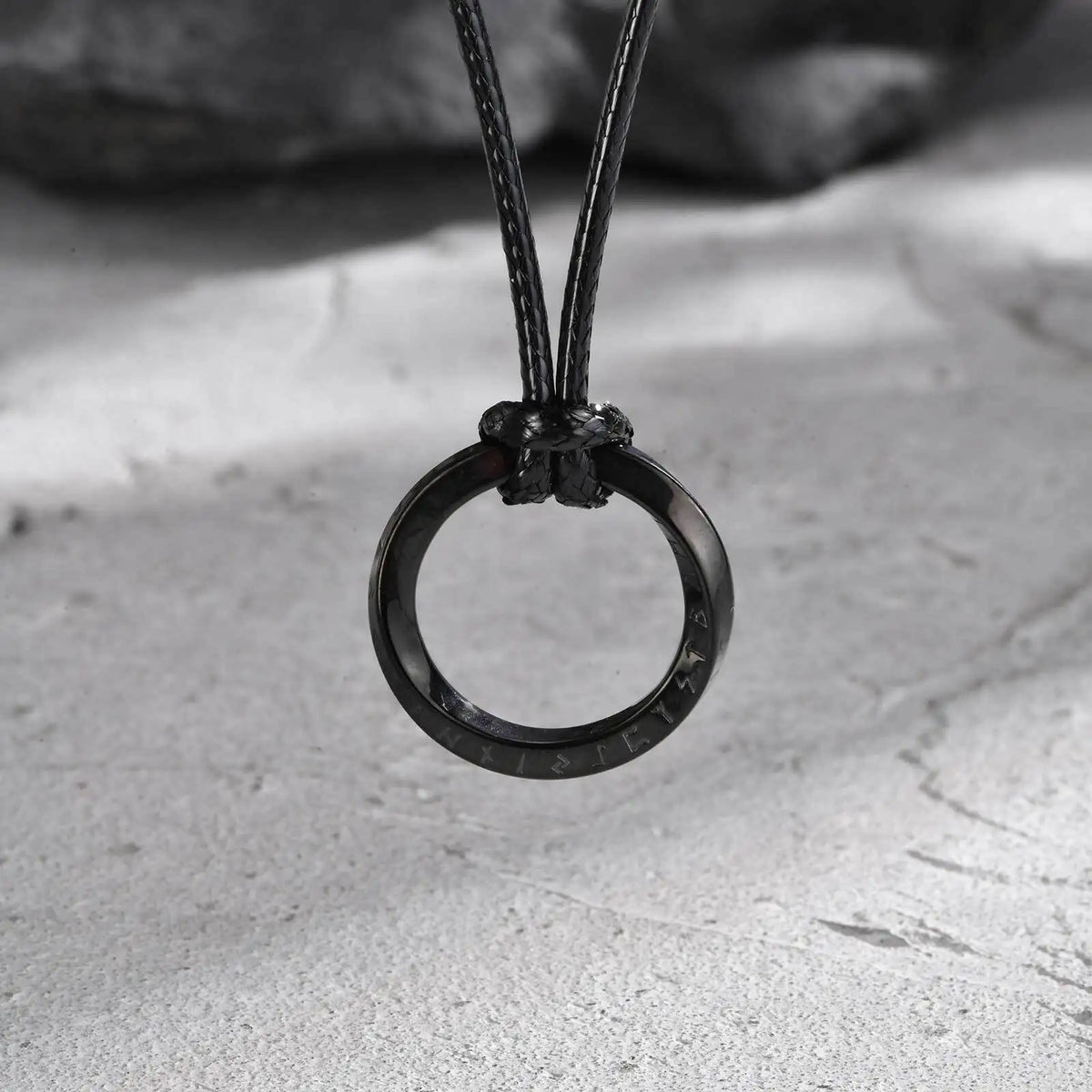 Vicking Round Mobius Necklace for Men,Stainless Steel Pendant with Black Wax Rope,Classic Jewelry Gift to Husband Father Son