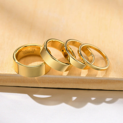 2/4/6/8mm Tungsten Carbide Ring for Men Women,Gold Plated Stacker Band, Pinky Ring Thumb Rings,Mid Finger Rings Gift