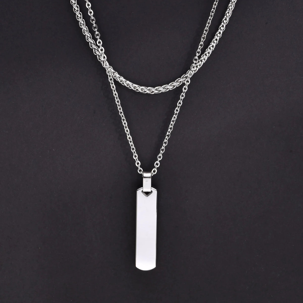 2pcs Vertical Layer Necklaces for Men Boys,Wateproof Stainless Steel Cuban Chain Collar,Stylish Men's Sweater Chain
