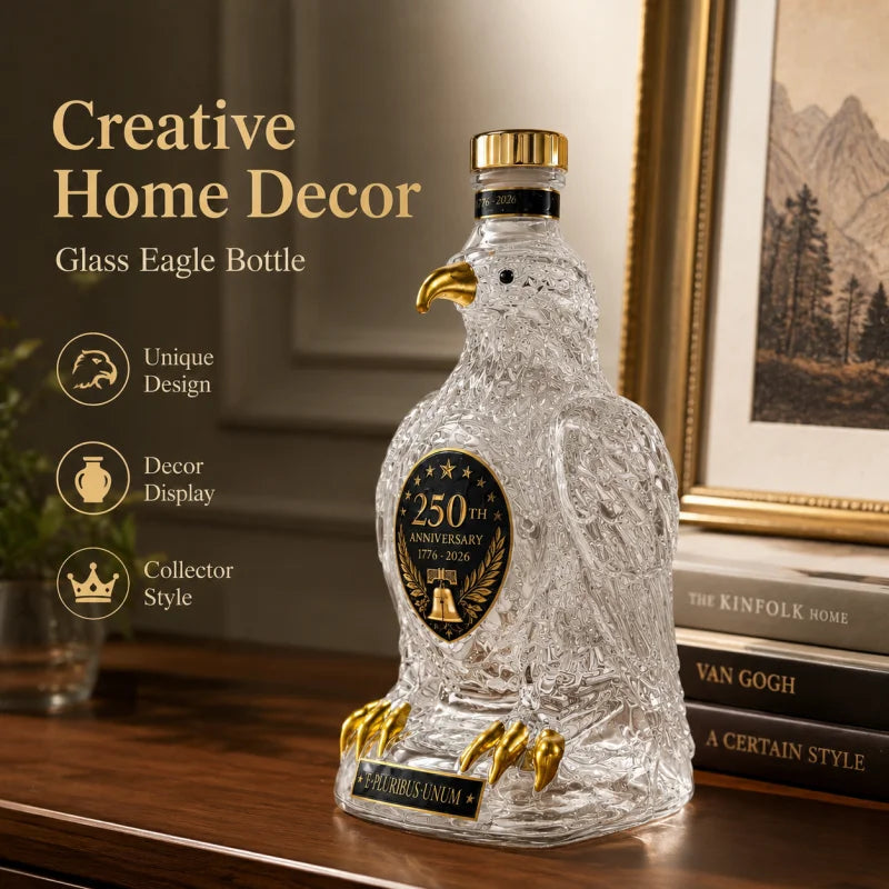 250th Independence Day Eagle Shape Glass Decanter Patriotic Whiskey Liquor Bottle American Anniversary Collectible