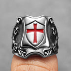 PENDRA Catholic Crusader Cross Steel Ring