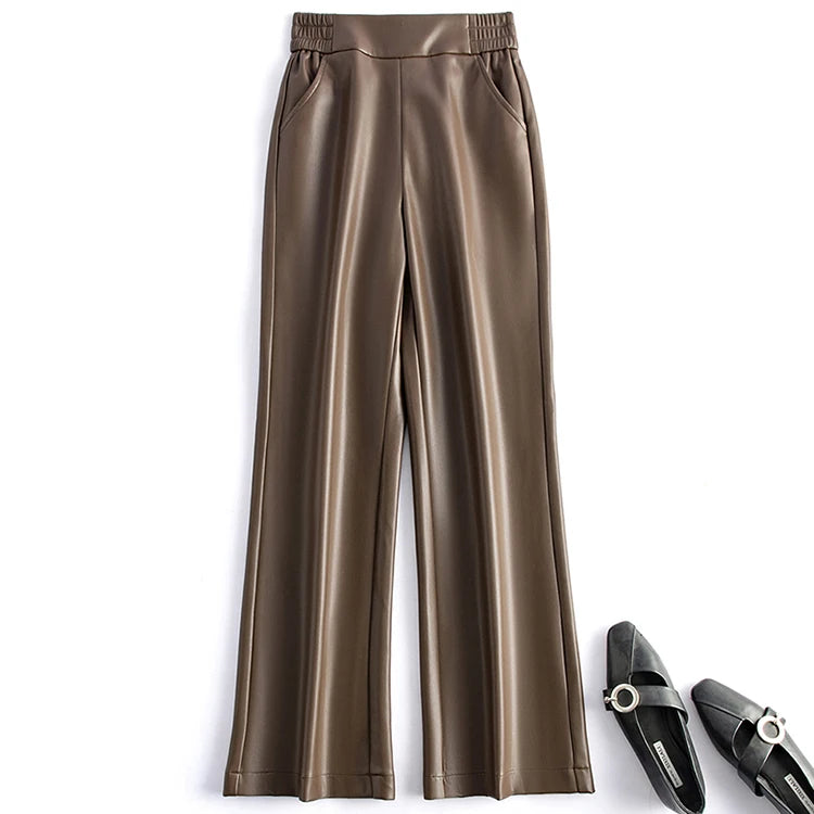 PENDRA Leather Elastic Waisted Pants