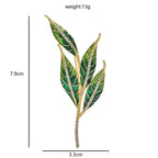 PENDRA Leafelle Green Enamel Leaf Brooch