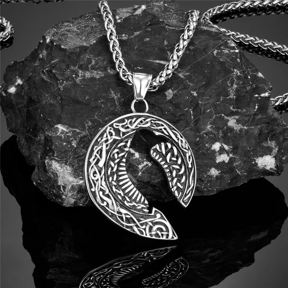 PENDRA Celtic Knot Rune Crow Necklace