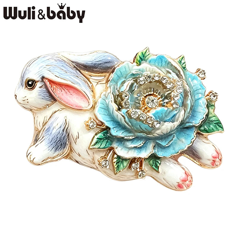 PENDRA Bunnybloom Flower Rabbit Brooch