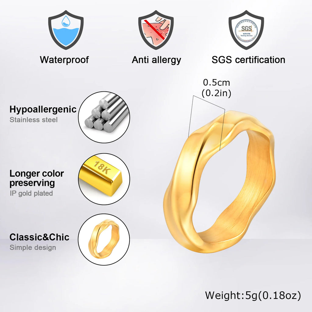 Classic Mobius Rings for Men Women,Forever Love Stainless Steel Couples Finger Ring,Simple Wedding Ring Engagement Ring Gift