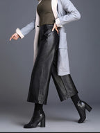 Women's solid color nine cropped wide leg pants autumn and winter loose thick fashionable and versatile commute pants