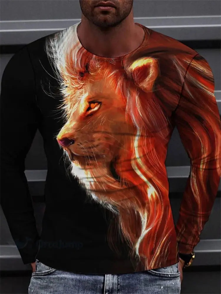 PENDRA Black White Lion Long-Sleeve Long Sleeve T-Shirt
