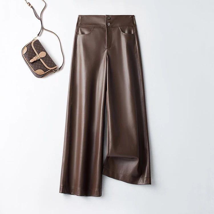 PENDRA Waisted Leather Straight Pants