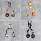Headset Earphone Mens Long Necklaces Pendants Chain Hip Hop for Boy Male Stainless Steel Jewelry Creativity Gift Wholesale