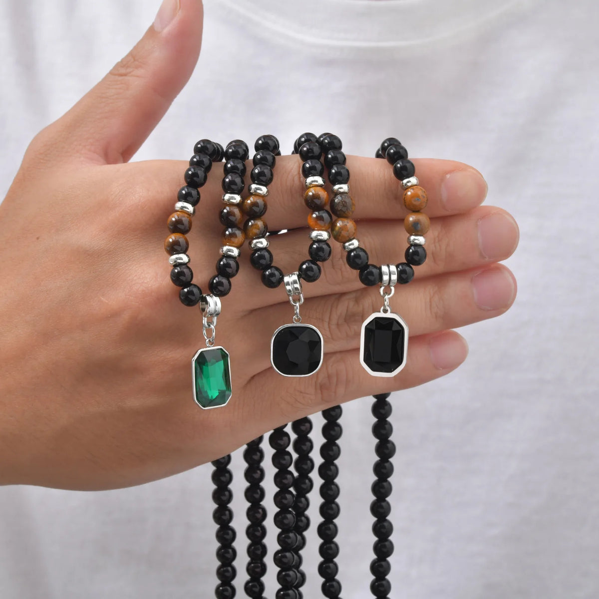 PENDRA Tiger Square Beaded Necklace