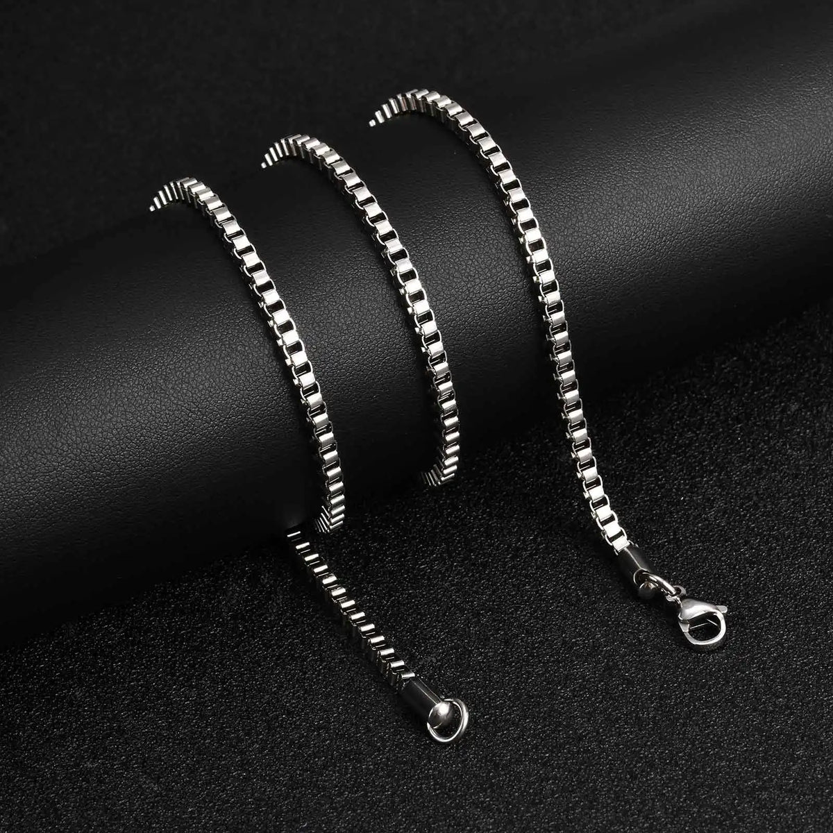 MEN NECKLACE SILVERLY BOX ROPE ROLO SNAKE LINK CHAIN STAINLESS STEEL CHOKER MEN UNISEX JEWELRY 1 TO 4MM WITH 18 TO 24 INCH