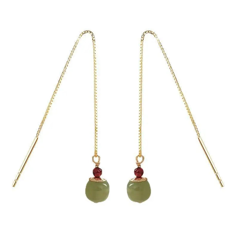 PENDRA Gold Jade Hetian Green Earrings