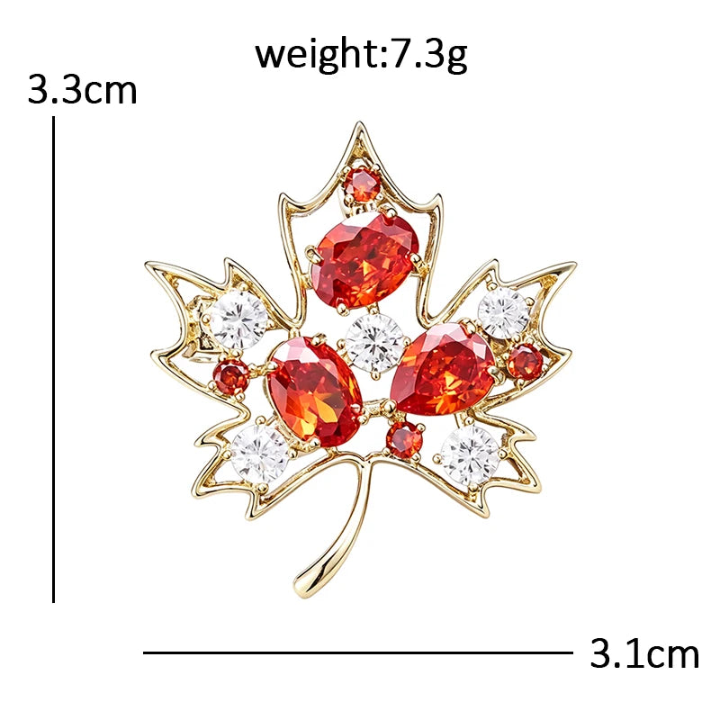 PENDRA Maple Crystal 2-Color Leaf Flower Brooch