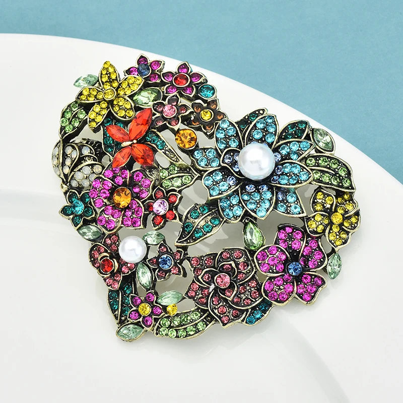 PENDRA Amoria Flower Heart Brooch