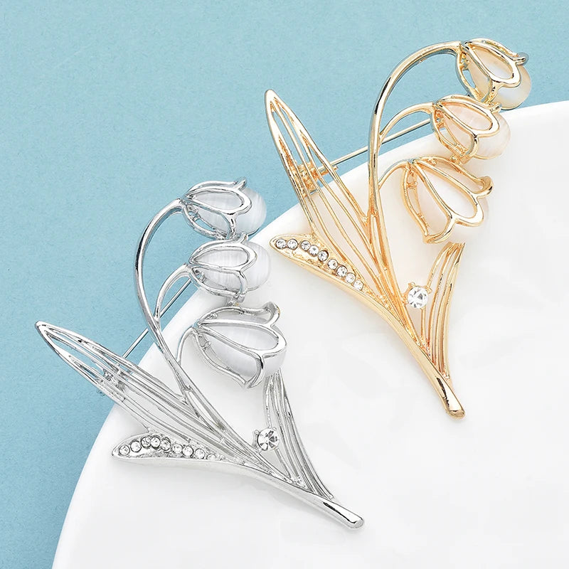 PENDRA Lilyvale Opal Lily of the Valley Brooch
