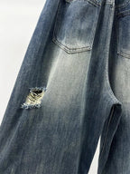 PENDRA Ripped Loose Dad Personality Elastic Waisted Versatile Carrot Pants