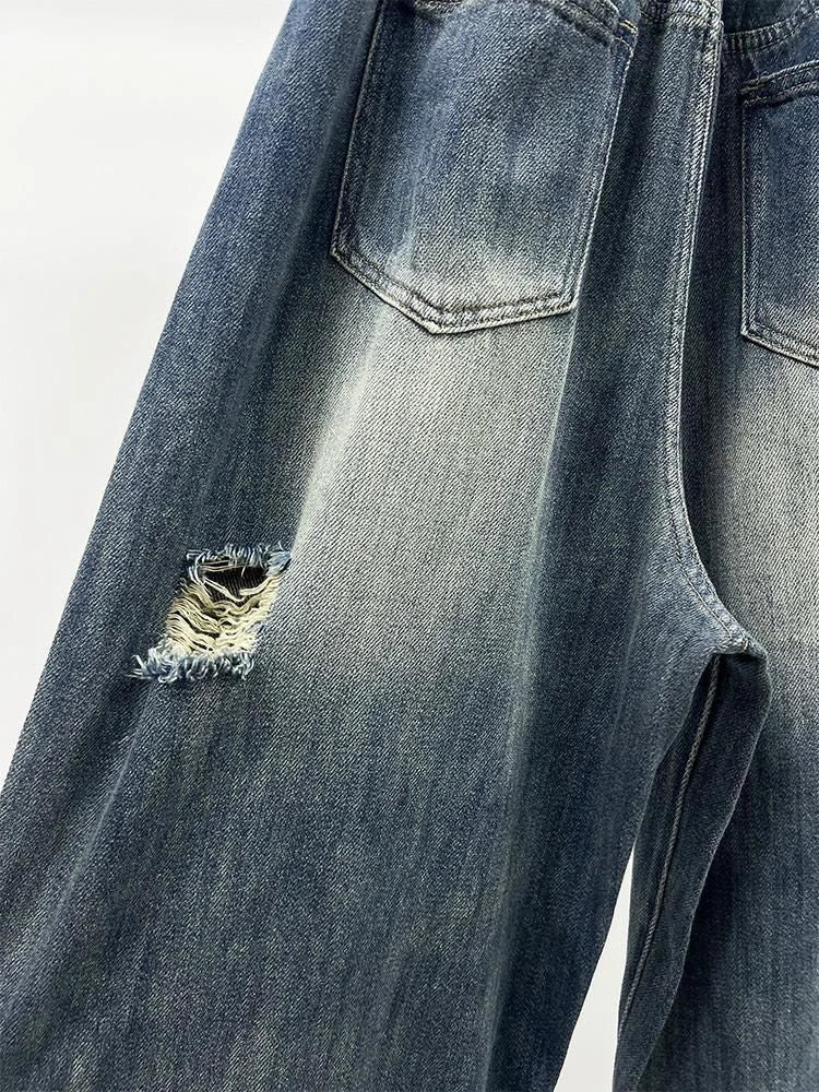 PENDRA Ripped Loose Dad Personality Elastic Waisted Versatile Carrot Pants