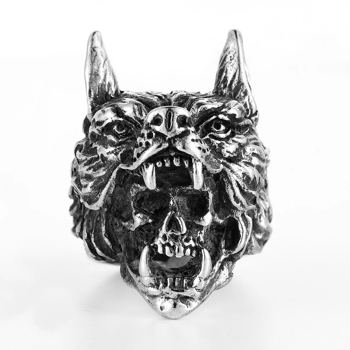 Stainless Steel Men Rings Viking Wolf Animal Skull Punk For Women Biker Fashion Jewelry Halloween Creativity Gift Wholesale