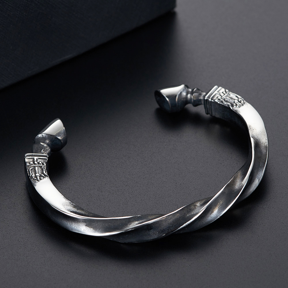 PENDRA Dragon Totem Stainless Steel Open Cuff Bracelet