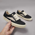 PENDRA Holiday Black Canvas Low-Top Lace-Up Thick-Sole Platform Sneakers