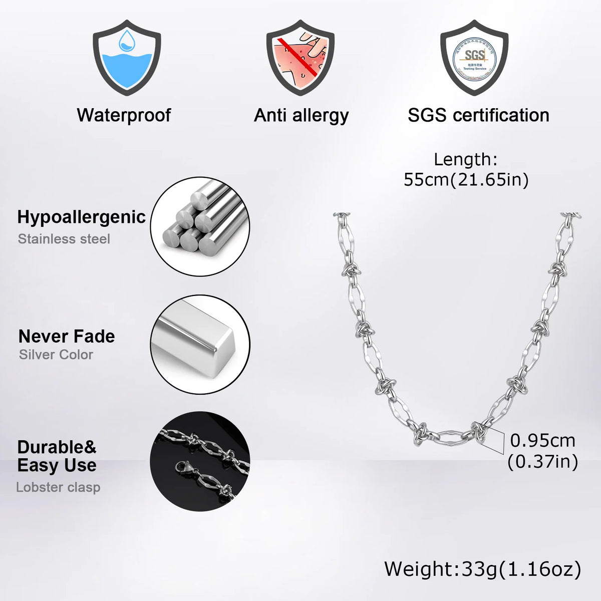 Hiphop Lips Necklaces for Men Boys,Never Fade Irregular Knot Splicing Collars,Cool Rock Punk Jewelry Gifts