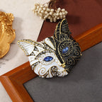 PENDRA Crystal Eye Cat Fox Enamel Brooch