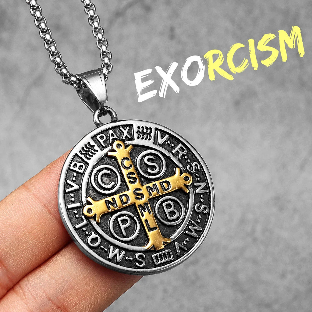 PENDRA Saint Benedict Exorcism Steel Necklace