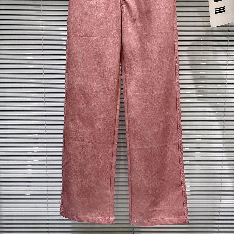 PENDRA Wide Leg Straight PU Pants