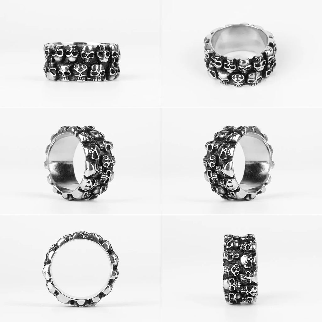 PENDRA Rock Domineering Multiple Steel Ring