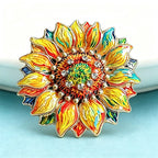 PENDRA Sunlit Famous Painting Sunflower Enamel Brooch