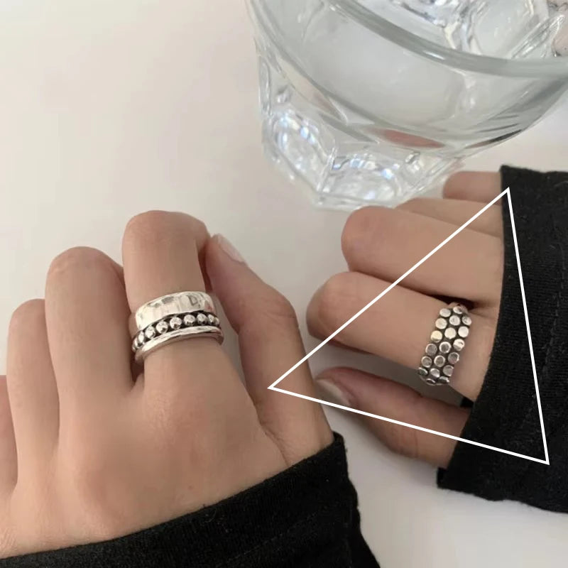 VENTFILLE 925 Sterling Silver Double Layer Vintage Twisted Ring For Female Gift Trend Open Adjustable Design Jewelry Wholesale