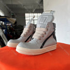 PENDRA Shadowline Grey Black Leather High-Top Zip Thick-Sole Ankle Boots
