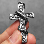 PENDRA Cross Snake Steel Necklace