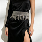 PENDRA Noraora Rhinestone Tassel Corset Waist Chain Belt