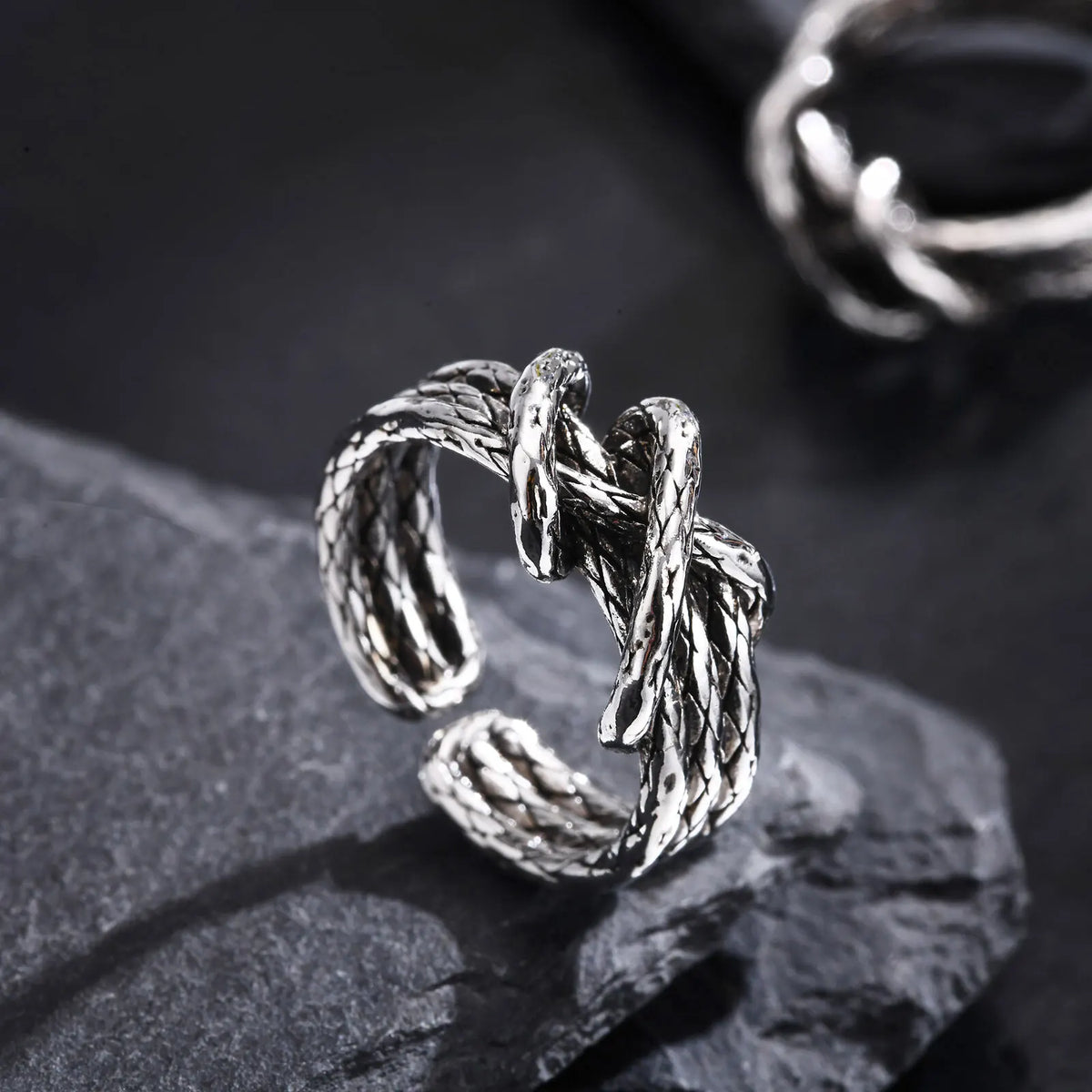 Retro Woven Metal Ring for Men Boys,Irregular 3 Layers Knot Opening Ring,New Punk Jewelry Gifts